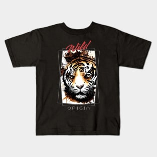 Tiger Wild Nature Free Spirit Art Brush Painting Kids T-Shirt